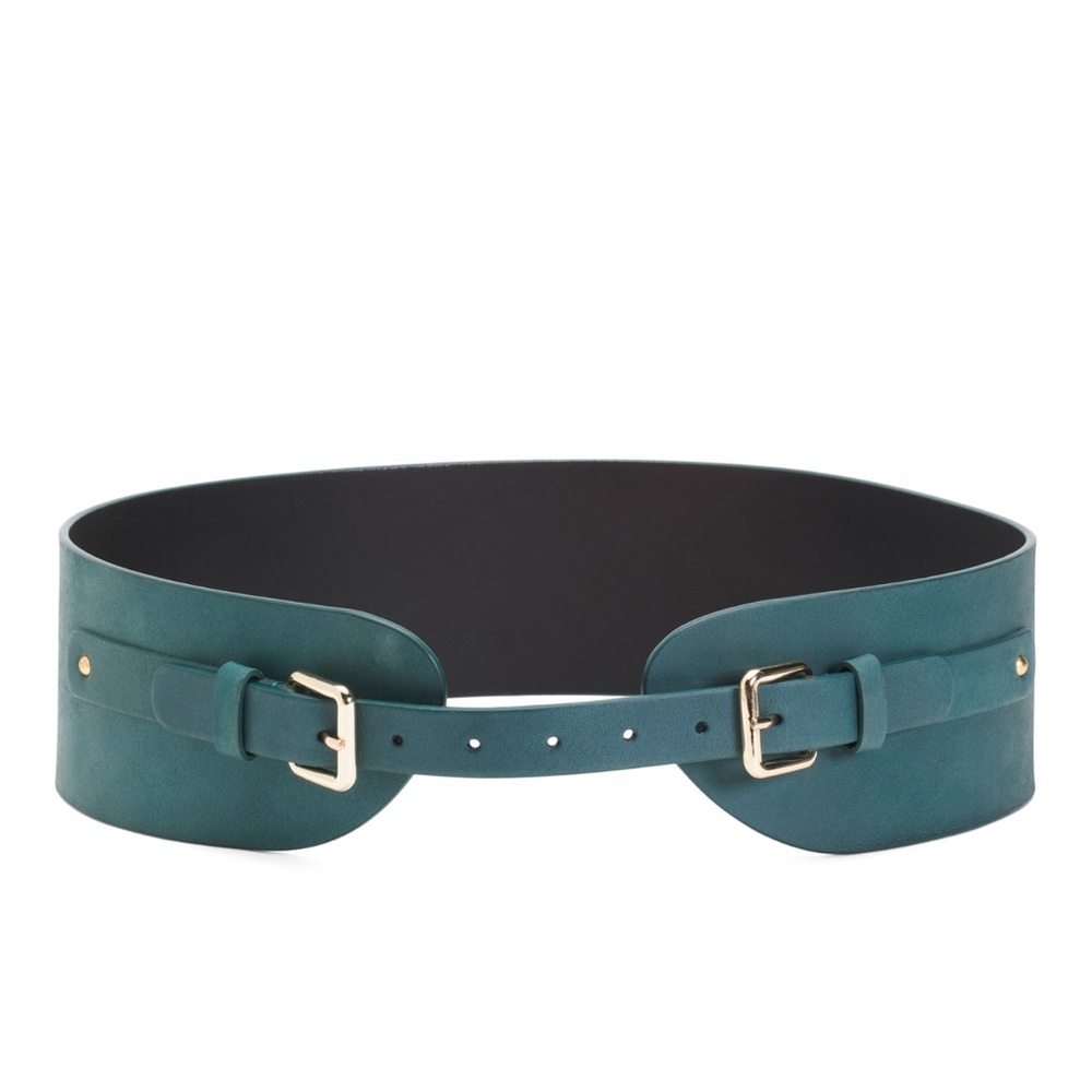 LAST CHANCE GENICCI Leather High Waist Double Buckle Belt